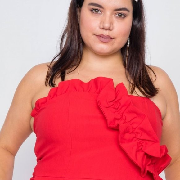 NWT DO + BE Sleeveless Wide Leg Red Jumpsuit, Size 1X - Picture 5 of 5